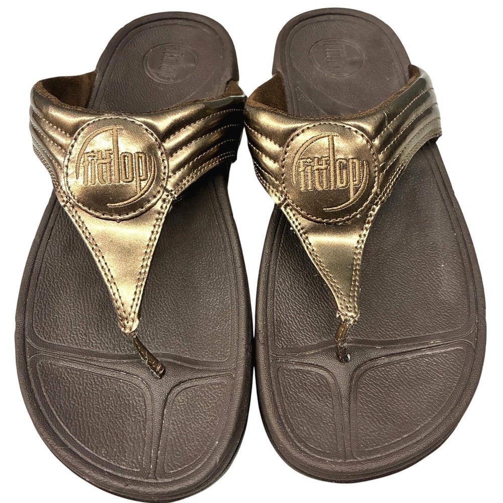 FitFlop Walkstar Thong Sandal Womens 9 Brown Flip Flop Comfort Platform